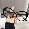 Sunglasses Fashion Cat Eye Anti Blue Light Pochromic Glasses Women Vintage Triangle Metal Frame Color Change Protection Spectacles