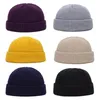 Berets unisex zimowe ciepłe męskie dzianinowe sakulcap swobodne mankiet Brimless Hip Hap Hat Krótki melon żebrbed rybak narciarski Docker Beanie czapki