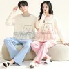 Мужская одежда для сна, корейская хлопковая домашняя одежда для женщин и мужчин, одинаковые пижамные комплекты на весну, милая пижама с героями мультфильмов для пар, парея мужская 231102