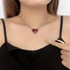 Pendant Necklaces Gothic Red Peach Heart Necklace Sliver Ghost Claw Love Short Choker Punk Exaggerated Clavicle Chain For Women Jewelry