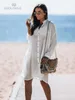 Женские купальные костюмы на пляже прикрытие белой туникой женщины бикини для купания костюма Женская пляжная одежда для купальника Саронг Парео Плажа Q833 230403
