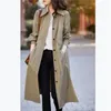 Dames Trench Coats Office Lady Khaki Coat Single Breasted Turndown Collar Belt Wind Breakher Women Clothing Casual Fashion Gabardina Mujerwo