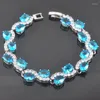 Necklace Earrings Set Hight Quality Silver Color Sky Blue Zirconia For Women Wedding Crystal Bracelet Pendant Ring QS0288