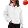 Women's Hoodies Sweatshirts Lu Autumn Winter Yoga Suit Scuba Hoodie Half Zip Sports Sweater Loose Gym Jacket Fitness Short Plush Coat Sweatshirt YT3519