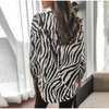Women's Blouses Striped Women Shirts Loose Fit Zebra Patterned Fashion Casual Long Sleeves For Spring Summer Female Chiffon Lapel Tops