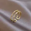 Luxe zirkon Gold Double Student Opening Rings For Woman Fashion Gotic Finger Sieraden Wedding Party Girl's Sexy Ring Wholesale