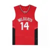 Film High School Wildcats Basketball Jersey 14 Troy Bolton Shirt College University Pure Cotton for Sport Fan All Ed Team Red Size Oddychający męskie NCAA