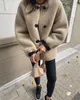 Manteau en fausse fourrure pour femmes, col rond, Chic, simple boutonnage, veste chaude, décontracté, ample, vêtements d'extérieur, nouvelle collection hiver 2023