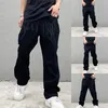 メンズジーンズ韓国人メンズファッションブラックストリートウェア刺繍ローズカジュアルズボンストレートヒップホップデニムパンツ男性服