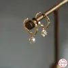 Серьги-кольца AIDE из стерлингового серебра 925 пробы с кубическим цирконием, серьги-цепочки для женщин, простой изысканный шар, хрустальный кулон, ювелирные изделия