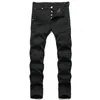 Jeans pour hommes Trou de lavage pour hommes Patch Noir Solide Pantalon Ultra Mince Mode Casual Complet Correspondant Petit Pied Élastique Jeans Moto pour Hommes 230403