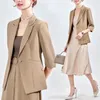 Garnitury damskie wiosna letnia moda styl mody kobiet kurtki biznesowe płaszcza pół rękawów biuro biuro