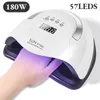 Nail Dryers 80120180280W Nail Polish Drying Lamp 57LEDs LED UV Nail Dryer With Smart Sensor Professional Manicure Salon Equipment Tools 230403