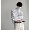 Männer T-Shirts Stehkragen Hemd Männer Übergroße Mode Schwarz Weiß Casual T-shirt Koreanische Lose Langarm T-shirt Herren Top m-2XL
