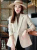 Abiti da donna Moda donna Blazer scozzese in tweed Cappotto Vintage Manica lunga Doppiopetto Capispalla femminile Top chic Giacche casual da donna