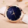 Zegarek 2023 Wishdoit Star Sky Girl Na ręka luksusowy żeński zegar kwarc Wodoodporna różowe złoto skórzana zegarek damski