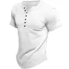 T-shirt da uomo Camicia semplice con scollo a V con bottoni Stampa per uomo Manica corta T-shirt oversize T-shirt Uomo 5xl Uomo Streetwea