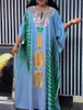 Ethnic Clothing Cears Drukuj luźna sukienka z chustką head headaya muzułmanin Dubai Turkey Islam Maxi sukienka kaftan afrykańskie sukienki Abayas dla kobiet