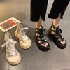 Sandalen veter wiggen vrouwen sneakers sandalen zomer sport flats platform schoenen vrouwen ritsontwerper Rome Slide Sandal 230403
