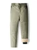 Pantaloni da uomo 2023 Tasche con zip Inverno Fodera in pile spesso Tessuto di grafene Ginocchio Caldo Dritto Casual Pantaloni termici Maschili