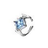 Backs Earrings Dark Blue Zircon Ear Bone Clip Advanced Sense Hole Free S925 Sterling Silver Thorn Texture Square Drill Female