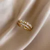 Luxury Zircon Gold Double Student Aleda anéis para mulheres góticas góticas jóias de casamento de joalheria de casamentos girl's Sexy Ring