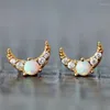 Studörhängen minimalistisk liten halvmåne kristallmåne vit opal för kvinnliga kvinnliga smycken grossist droppe