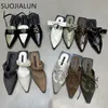 Sandały Suojiallun marka kobiet pompki moda niska okrągła obcasy panie slingback spiczaste palce u nogi na butach Oxford Buty biurowe 230403