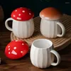 Mugs 2023 Style Creative Cartoon Mushroom Theme Water Bottle Mug Cup Ceramic Material Milk Coffee With Lid Fairy Tale