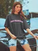 Camiseta para mujer SAN Francisco Letter Graphic Drop de hombro Longline Camiseta para mujeres Strisk Breatable Short Summer Summer Cool Femen Tops 230331