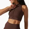 Yoga Outfit Mulheres Zip Up Sports Sutiã Top Suor Colete Jaqueta Workout Running Fitness Sem Mangas Stretchy Fitted Crop Tops