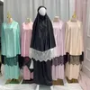 Vêtements ethniques Jilbab pour femmes 2 pièces ensemble vêtement de prière musulmane Abaya longue Khimar Hijab robe Ramadan robe Abayas Dubaï Islam Niqab