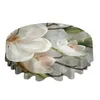 Nappe de table fleurs blanches idylliques fond Vintage nappe ronde couverture étanche pour la décoration de fête de mariage salle à manger