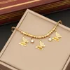 Anhänger Halsketten 316L Edelstahl Quadrat Zirkon Schmetterling Halskette Für Frauen Mädchen Mode Perlen Schlüsselbein Kette Schmuck Set Geschenk