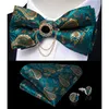 Midjekedjebälten Teal Paisley Men's Tuxedo Cummerbund Silk Bow Tie Set Man Wedding Dress Midje Elastisk midjeband för män Tuxedo Wide Belt Dibangu 230403