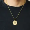 Smycken grekisk amulet medaljong 18k guld rostfritt stål djur svärd varg lejon kompass Jesus mynt charm hänge halsband för män