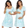 Sleep Lounge Maternité Allaitement Robe Pyjamas Vêtements De Nuit Vneck Grossesse Allaitement Chemises De Nuit Pour Les Femmes Enceintes Chemise De Nuit 2023 231102