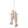 Dekorationsobjekte Figuren mediterraner Stil Holzschnitzerei Fischdekor Retro Wandkunst Naturholz Dhn7J