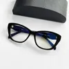 Solglasögon Bågar designer Glasögonbåge Kvinnlig kattöga Svart plåtsömmar Hawksbill färg linsben Optiska glasögon PC4M