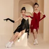 Scene Wear Latin Dance Clothes for Girls Red/Black Sling Fringe Dress Professional Modern Standard Clothing Samba Costumes DWY8402