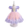 Dancewear FOCUSNORM 0 6 Jahre Prinzessin Kinder Mädchen Partykleid Kurze Puffärmel Spitze Tüll Mesh Patchwork Tutu mit Schleife 231110