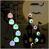 Décorations De Jardin Horreur Fantôme Tête Forme Vent Carillon Lampe Lumière Nuit Halloween Style Pratique En Plastique Pour La Maison Dhvu3