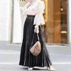 Etnische Kleding Mode 2023 Vrouwen Geplooide Flare Lange Rok Effen Kleur Elastische Hoge Taille Satijnen Maxi Rokken Moslim Vloerlengte femme Jurk