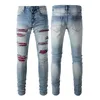 Flared jeans stacked jeans purple jeans designer Top quality Man Long Pants Trousers Streetwear Washed Old Jeans Long Jeans Hole 28-40 Straight Regular Jeans Denim