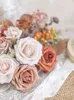 Fleurs décoratives D-Seven artificielles 25 pièces orange brûlé ombre 5 couleurs roses en mousse mélangées avec tige pour bouquets de mariage bricolage baby shower