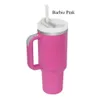 Agente tempra per bicchiere Pink Flamingo H2.0 Replica 40 once in acciaio inossidabile con manico, coperchio e cannuccia, bottiglia d'acqua per tazza per auto di seconda generazione 1215