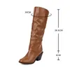 Botas hasta la rodilla para mujer, botas altas rojas, negras y blancas, botas plisadas de tacón bajo para mujer, zapatos largos informales de piel sintética para invierno para mujer 230403