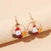 Dangle Earrings 2023 Trendy Creative Asymmetry Geometric Alloy Big Circle Wooden Christmas For Women Girls Fashion Jewelry