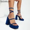 SUOJIALUN DONNE Stretti pantofole Stretti Banda Sandali di moda estiva sexy Summer Platfort Platfort Square High Teli Drenpe Dress Dress Shoes Shoes 230403 45