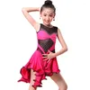 Stage Wear Red/ Blue Latin Dance Dress Girls Robe Danse Competition For Children Tango/ Salsa Samba Fantas